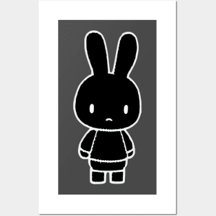 Black monochrome bunny Posters and Art